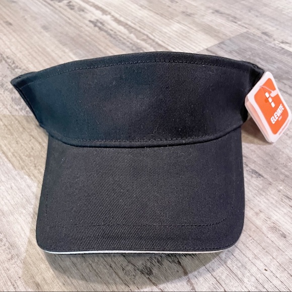 2/$20 Unisex Adjustable Velcro Cotton Twill Visor Black / White Trim NWT - Picture 3 of 6